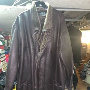 Brown leather & Sheepkin Men’s coat